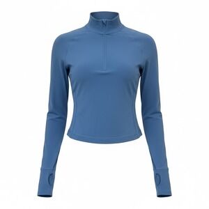 Lululemon Womens Quarter Zip Jogger Top Blue Long Sleeve Pullover Size 10